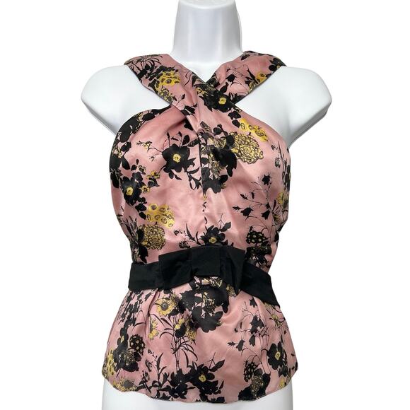 Erdem Floral 100% Silk Halter Top with Bow Belt (Size 6) - Picture 1 of 9